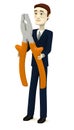 Cartoon businessman with pliers