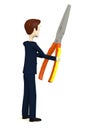 Cartoon businessman with pliers