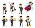 Cartoon businessman poses