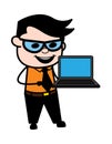 Cartoon Businessman presentation on Laptop Royalty Free Stock Photo