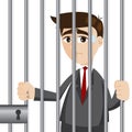 Cartoon businessman in prison