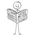 Cartoon of Businessman Reading Bad News in Newspaper