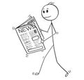 Cartoon of Businessman Reading News in Newspaper