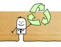 Cartoon businessman with recycling sign