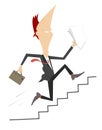 Cartoon businessman runs upstairs illustration Royalty Free Stock Photo