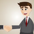 Cartoon businessman shake hand with another man Royalty Free Stock Photo