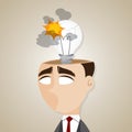 Cartoon businessman with shocked idea bulb