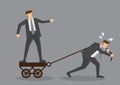 Bossy Businessman Commanding Over Slogging Partner Vector Illustration Royalty Free Stock Photo