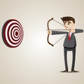 Cartoon businessman take bow and arrow Royalty Free Stock Photo