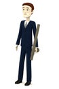 cartoon businessman with tonfa