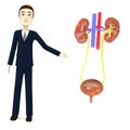 Cartoon businessman with urinary system Royalty Free Stock Photo