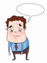 Cartoon businessman very sad and cry and falling graph of success white backgroundcartoon illustration