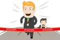 A cartoon businessman is winning his competitor in business race vector Royalty Free Stock Photo