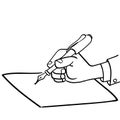 Cartoon Businessman writing with pen-Vector drawn