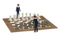 Cartoon businessmen playing chess