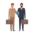 Cartoon businessmen standing icon, flat design