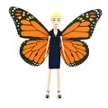 Cartoon businesswoman as butterfly