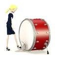 Cartoon businesswoman with bass drum