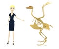 Cartoon businesswoman with bird skeleton Royalty Free Stock Photo