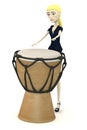 Cartoon businesswoman drumming