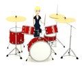 Cartoon businesswoman with drumset