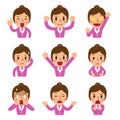 Cartoon businesswoman faces showing different emotions Royalty Free Stock Photo