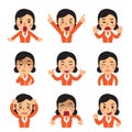 Cartoon a businesswoman faces showing different emotions set Royalty Free Stock Photo