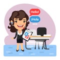 Cartoon Businesswoman Language Translator