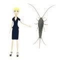 Cartoon businesswoman with lepisma saccharina