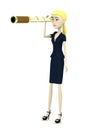 Cartoon businesswoman with monocular