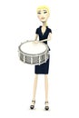 Cartoon businesswoman playing on drum
