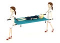 Cartoon businesswoman on stretcher