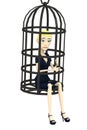 Cartoon businesswoman with tortural cage Royalty Free Stock Photo