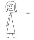 Cartoon of Businesswoman or Woman Pointing Left