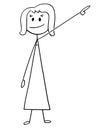 Cartoon of Businesswoman or Woman Pointing Left and Up