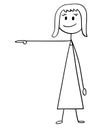 Cartoon of Businesswoman or Woman Pointing Right