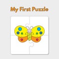 Cartoon Butterfly Puzzle Template for Children