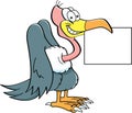 Cartoon buzzard holding a sign. Royalty Free Stock Photo