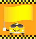Cartoon cab with banner