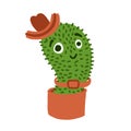 Cartoon cactus mascot cowboy in a hat