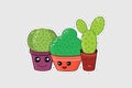 Cartoon cactuses icons, patches, stickers Royalty Free Stock Photo