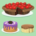 Cartoon cake fresh tasty dessert sweet pastry pie vector illustration gourmet homemade delicious