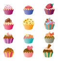 Cartoon cake icons set