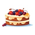 Cartoon cake image. Sweet cake. Sweet celebration dessert