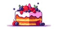 Cartoon cake image. Sweet cake. Sweet celebration dessert