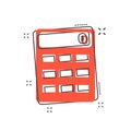 Cartoon calculator icon in comic style. Calculate illustration p Royalty Free Stock Photo