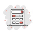 Cartoon calculator icon in comic style. Calculate illustration pictogram. Finance sign splash business concept Royalty Free Stock Photo