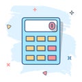 Cartoon calculator icon in comic style. Calculate illustration pictogram. Finance sign splash business concept Royalty Free Stock Photo