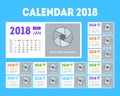 Cartoon Calendar Event Planner 2018 Set. Vector