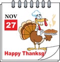 Cartoon Calendar Page Turkey Chef With Pie Royalty Free Stock Photo